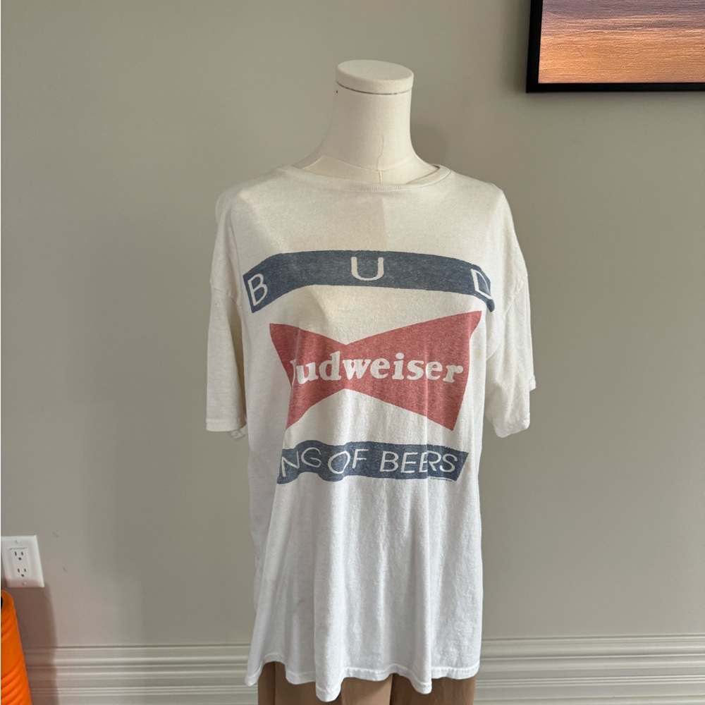 Budweiser Logo Tee in White and Red